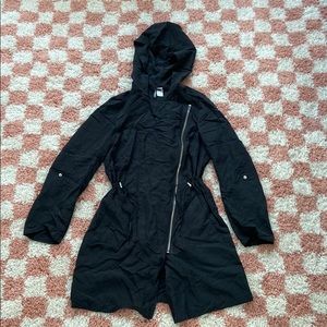 Light Trench Coat w/Hood, & asymmetrical zipper